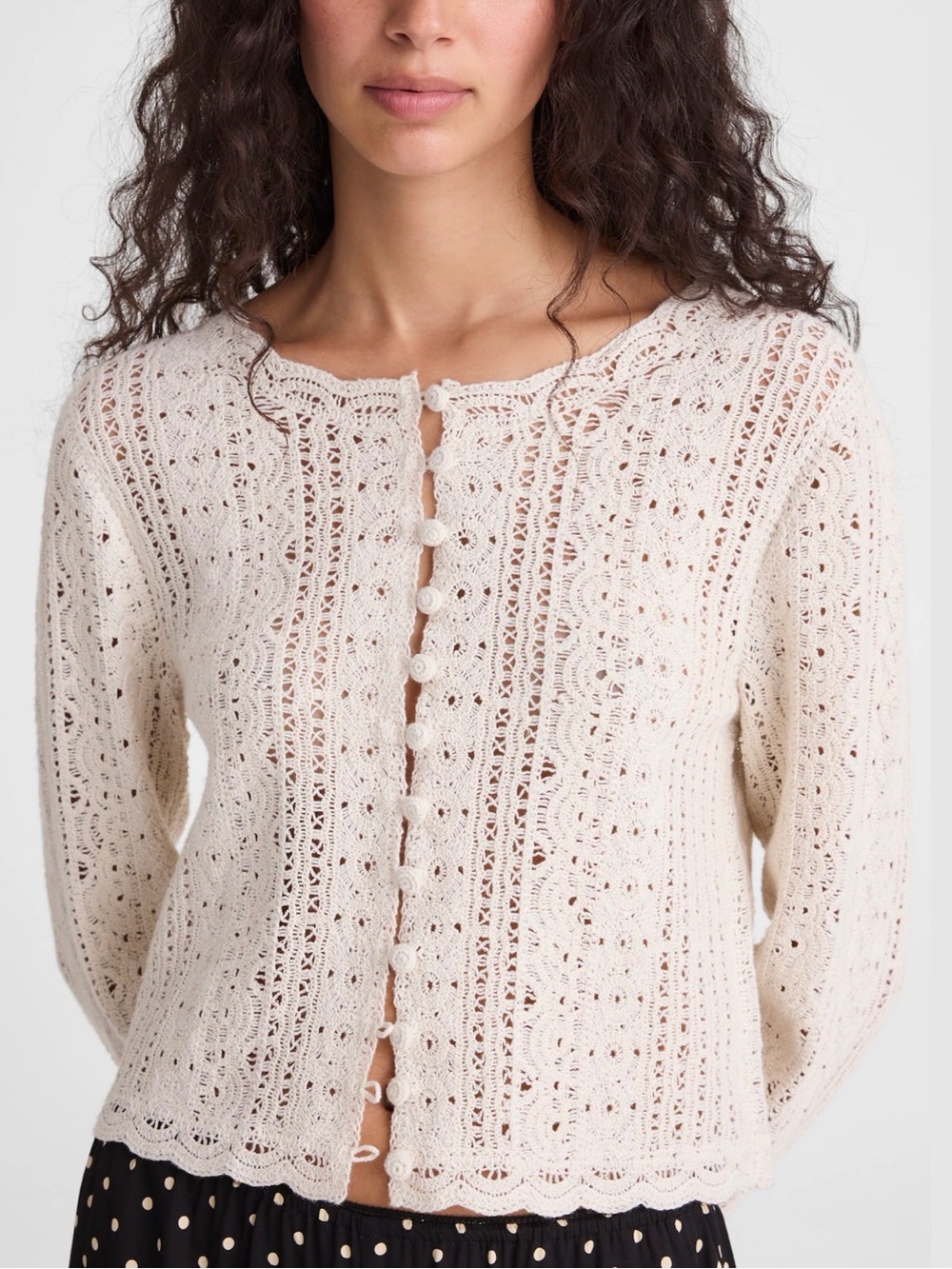 Madewell Open-Knit Lace Cardigan Vintage Ivory Size M